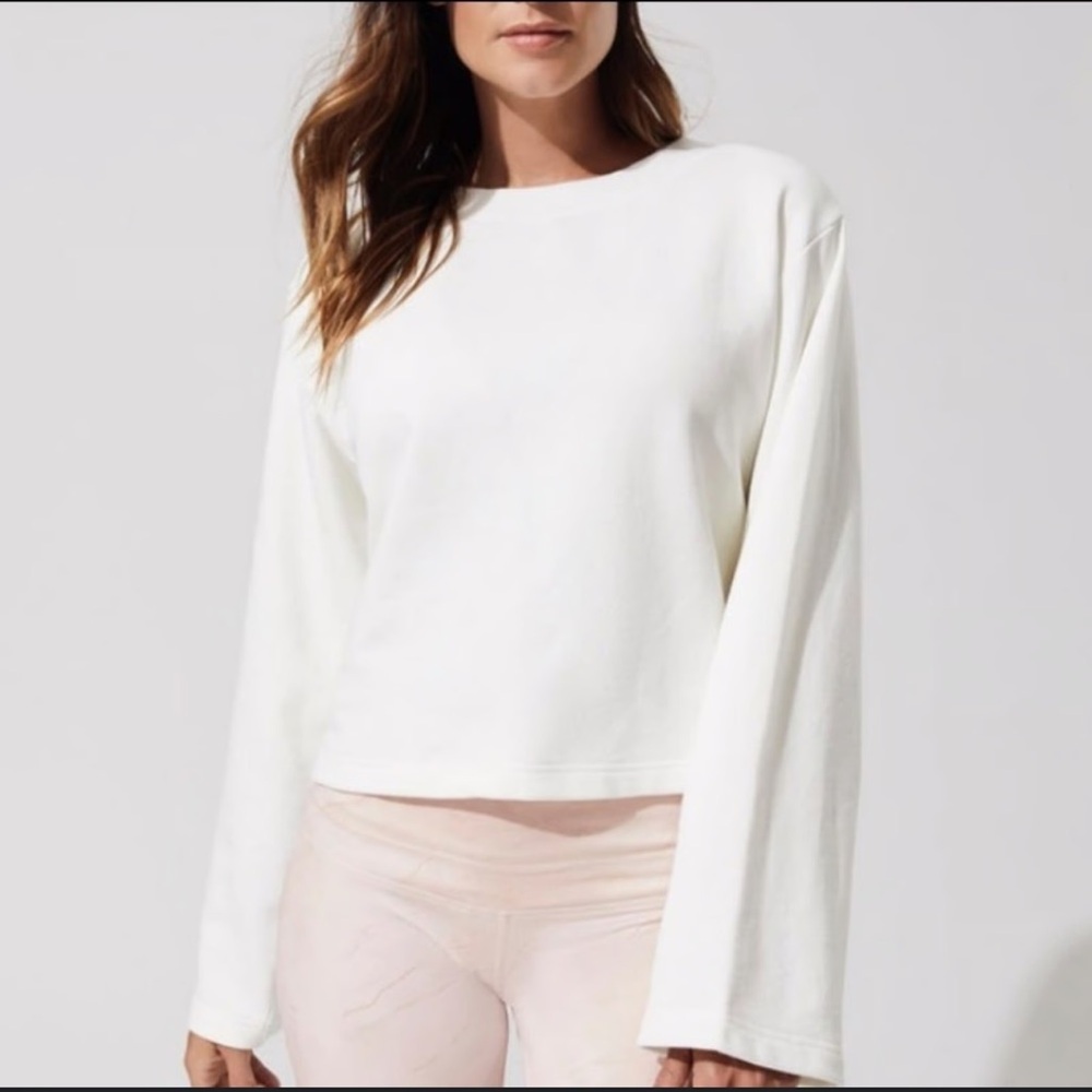 VARLEY WEYMOUTH WHITE BACK TIE COTTON OVERSIZED SWEATSHIRT SIZE LARGE